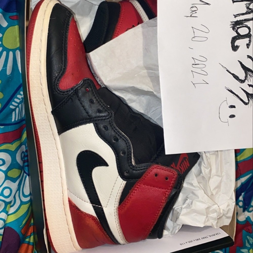 Jordan 1 Bred Toe GS - Size 7Y